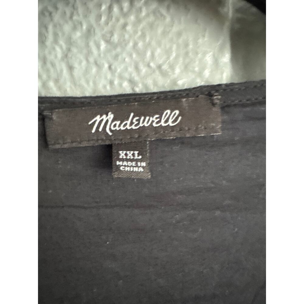 Madewell Lace Trim Pintuck Button Front Mini Dress Black size XXL in Black - Picture 3 of 5